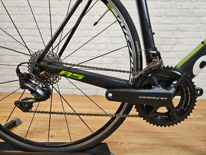 Rear wheel and Shimano Ultegra drivetrain of the 2018 Cervelo R5 Ultegra.